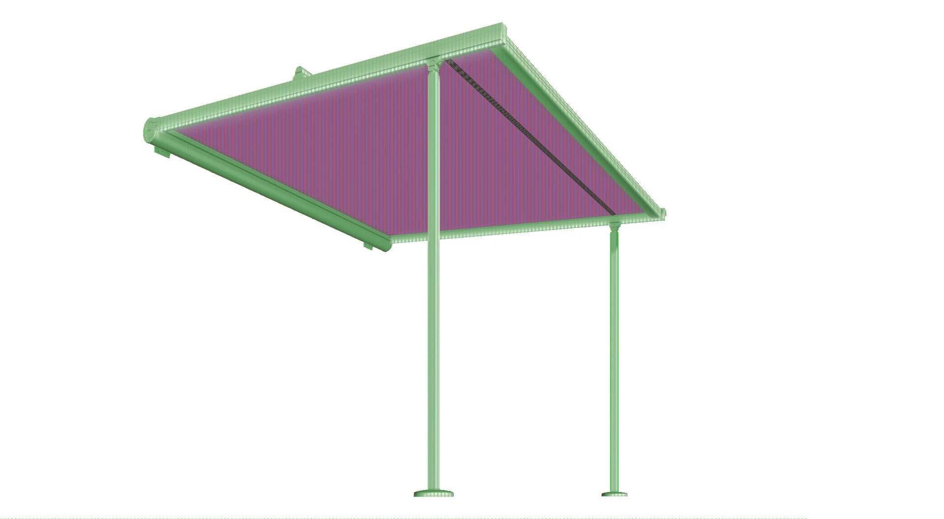 Moderne Markise mit rotem Stoff